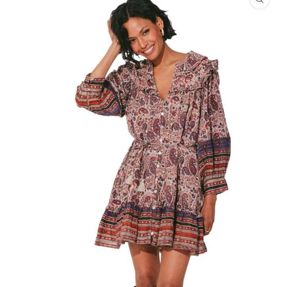 Cleobella Reign Mini Dress Laurel Block Print Size XS - Picture 2 of 11